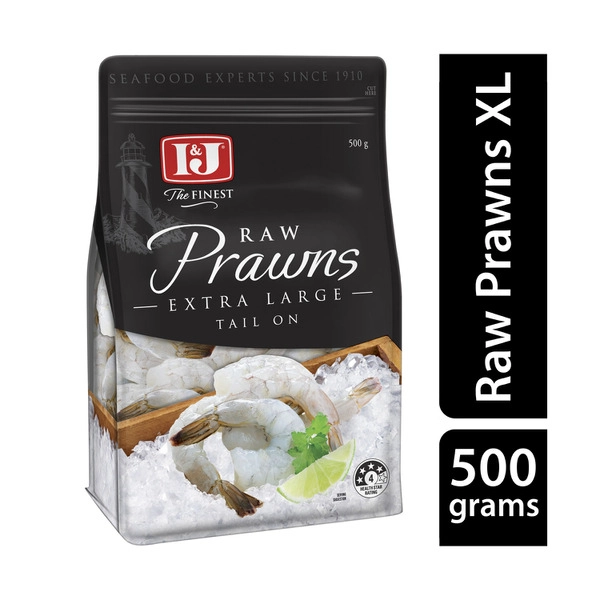 I&J Frozen Raw Prawns Tail On Extra Large 500g