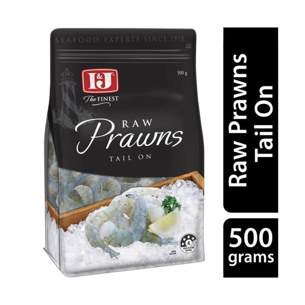 I&J Frozen Raw Prawns Tail On 500g