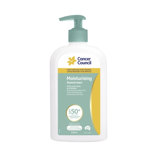 Cancer Council SPF 50+ Moisturising Sunscreen Pump 500mL