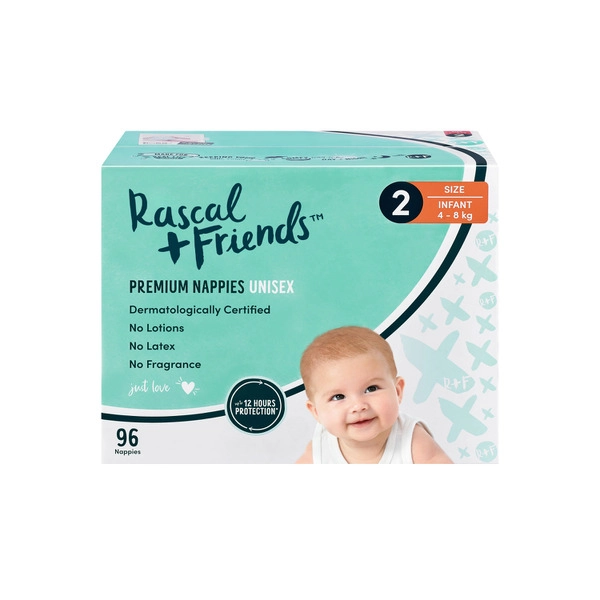 Rascals Premium Nappies Size 2 (4-8kg)  96 pack