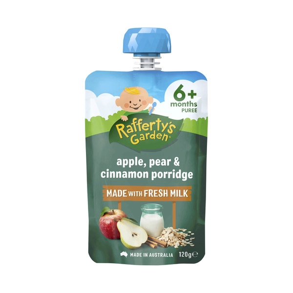 Rafferty's Garden Apple Pear & Cinnamon Porridge Baby Food Pouch 6+ Months 120g