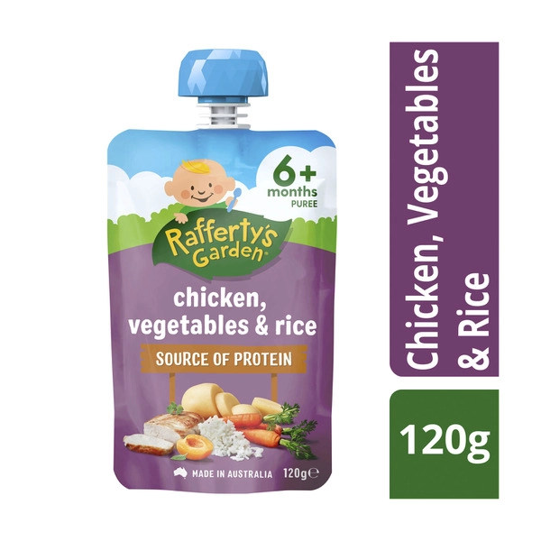 Rafferty's Garden Chicken Vegetables & Rice Baby Food Protein Pouch 6+ Months 120g