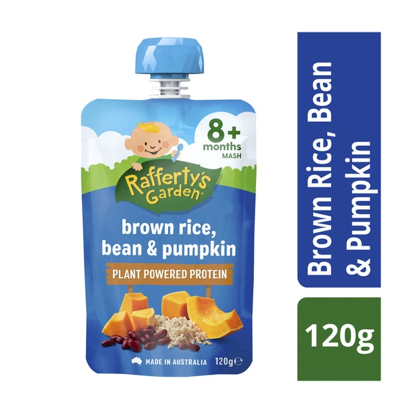 Rafferty's Garden Brown Rice Bean & Pumpkin Baby Food Pouch 8+ Months 120g