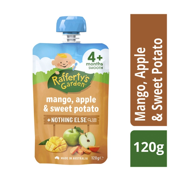 Rafferty's Garden Mango Apple & Sweet Potato Baby Food Puree Pouch 4+ Months 120g