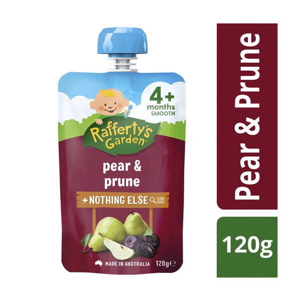 Rafferty's Garden Pear & Prune Puree and Nothing Else Baby Food Pouch 4+ Months 120g