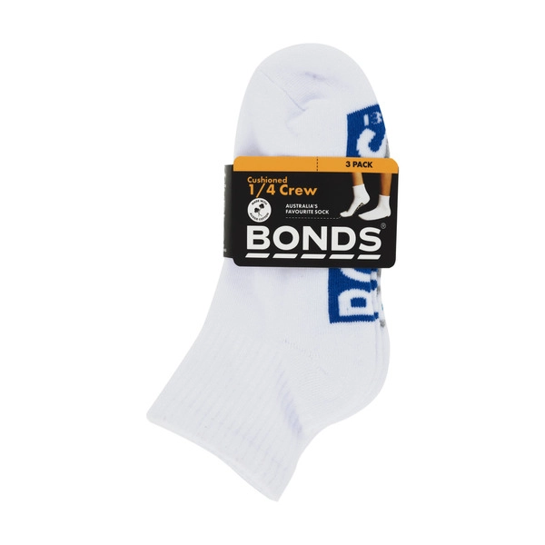 Bonds Kids Logo Light Quarter Crew Size 13 - 3 3 pack