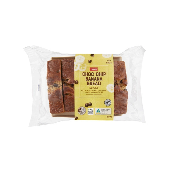 Coles Choc Chip Banana Bread Slices 5 Pack 500g