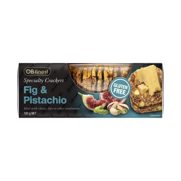 OB Finest Gluten Free Pistachio & Fig Speciality Crackers 130g