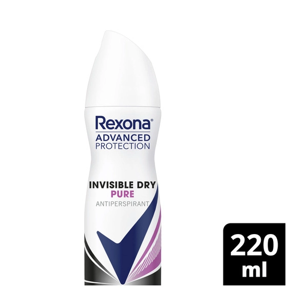 Rexona Antipersprnt Arosl REXONA ANTIPERSPIRANT AEROSOL WOMEN ADVANCED INVISIBLE PURE 220 ML 