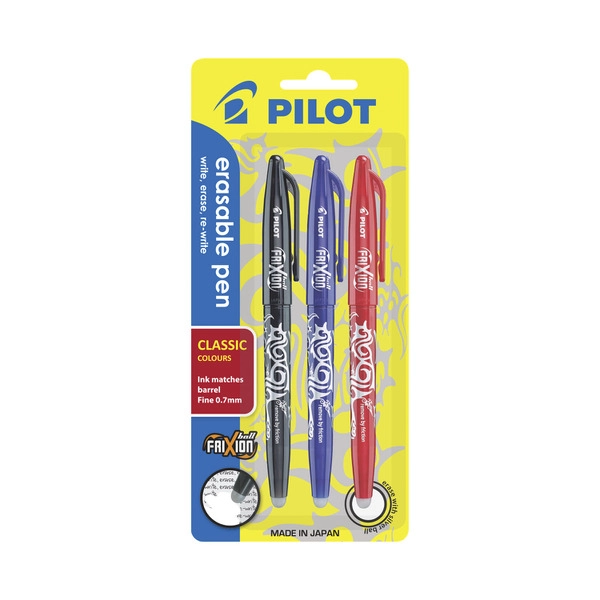 Pilot Frixion Ball Pen Black/Blue/Red 3 pack