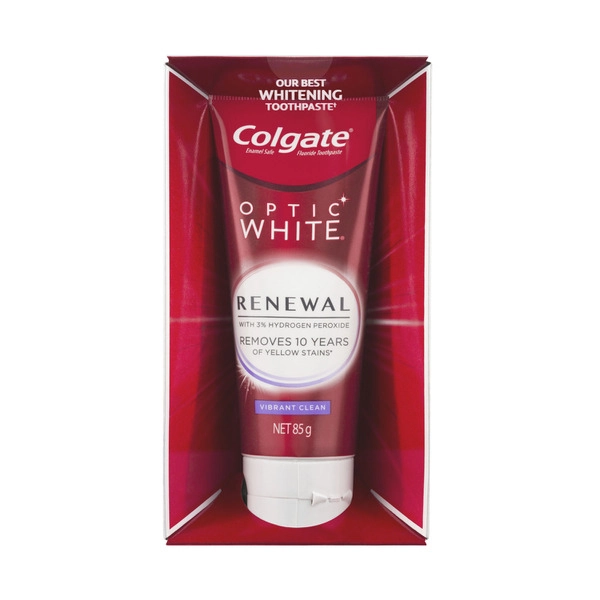 Colgate Optic White Teeth Whitening Toothpaste Renewal Vibrant Clean With 3% Hydrogen Peroxide 85g