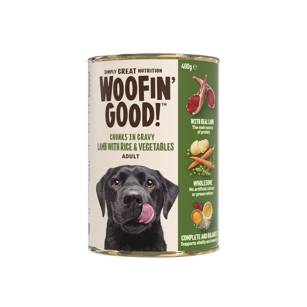 Woofin Good Chunks In Gravy Lamb Rice & Vegetables Dog Food 400g