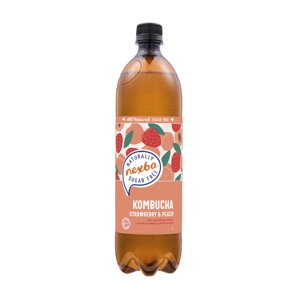 Nexba Strawberry Peach Kombucha Drink 1L