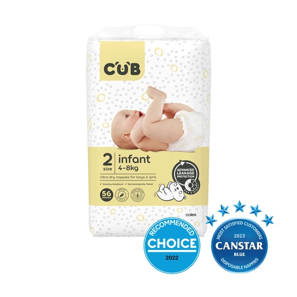 CUB Nappies Unisex Infant Size 2 56 pack