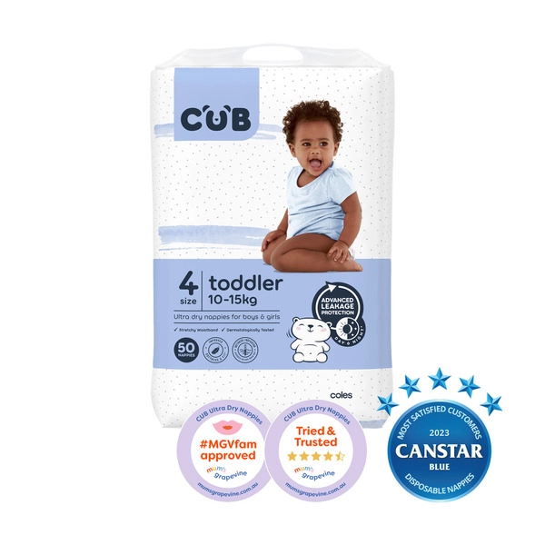 CUB Unisex Toddler Nappies Size 4 50 pack