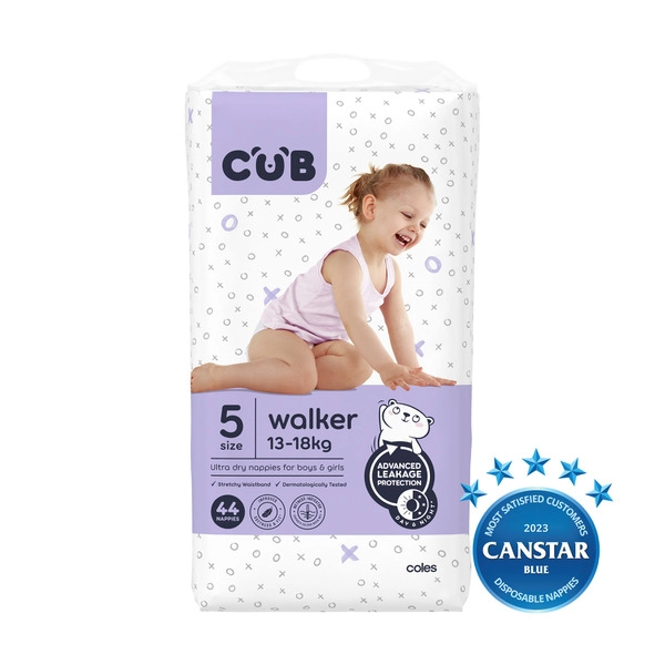 CUB Nappies Unisex Walker Size 5 44 pack