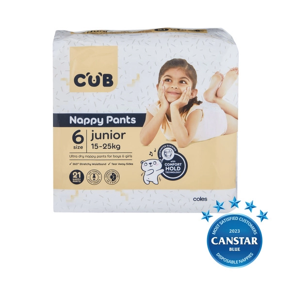 CUB Nappy Pants Junior Size 6 21 pack