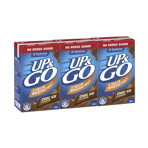 UP&GO No Added Sugar Choc Ice 3 x 250ml 750mL