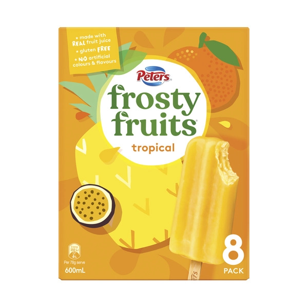 Peters Frosty Fruits Tropical Ice Blacks 8 Pack 600mL