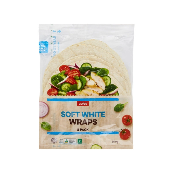 Coles Soft White Wraps 8 pack 360g