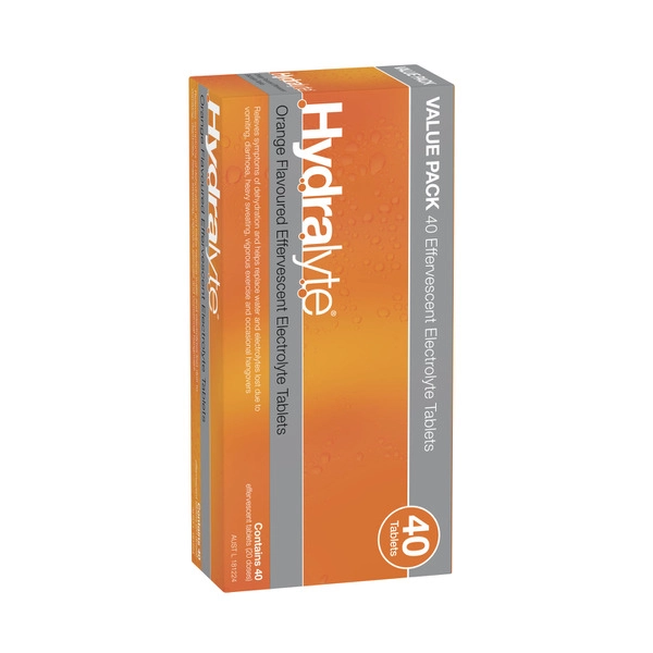 Hydralyte Effervescent Tablets Orange 40 pack