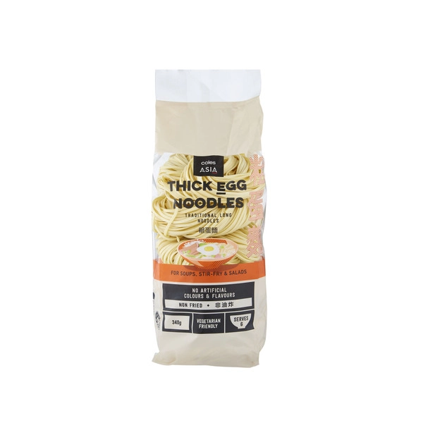 Coles Asia Egg Noodles Thick 340g