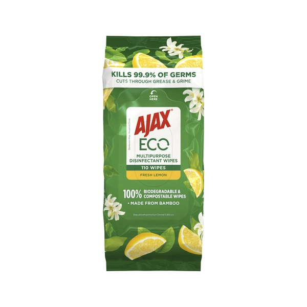 Ajax Eco Multipurpose AJAX ECO MULTIPURPOSE WIPES FRESH LEMON 110PK 