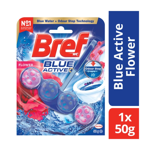 Bref Blue Active Rim block Toilet Cleaner Fresh Flowers 50g