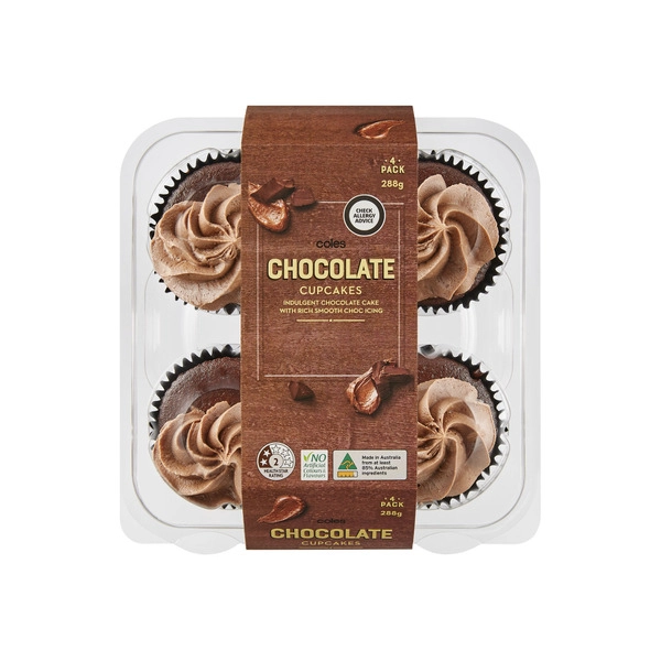 Coles Cupcakes COLES CUPCAKES CHOCOLATE 4PK 