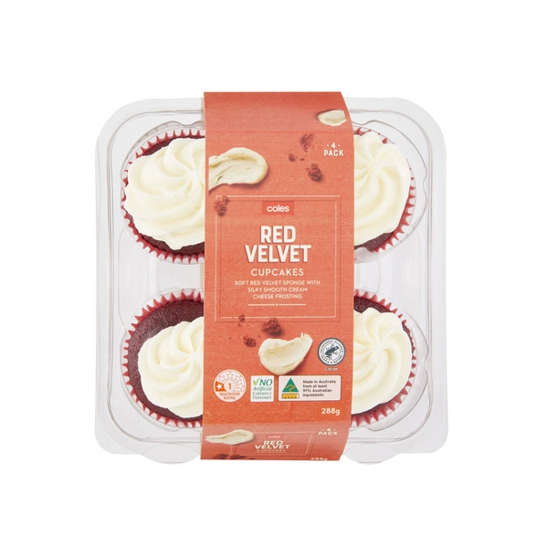 Coles Cupcakes COLES CUPCAKES RED VELVET 4PK 