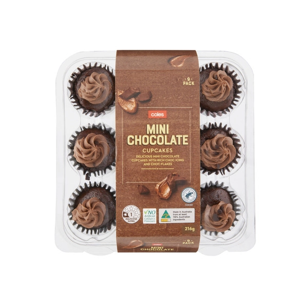 Coles Chocolate COLES CHOCOLATE MINI CUPCAKES 9PK 