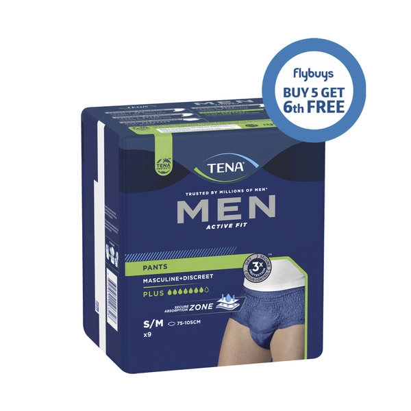 Tena Men Active Fit Plus Navy Small/Medium Incontinence Pants 9 pack