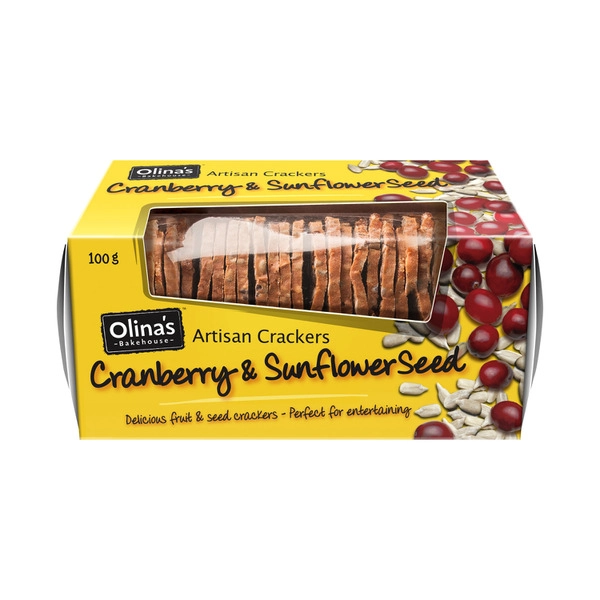 Olina's Artisan Crackers Biscuits Cranberry & Sunflower Seed 100g