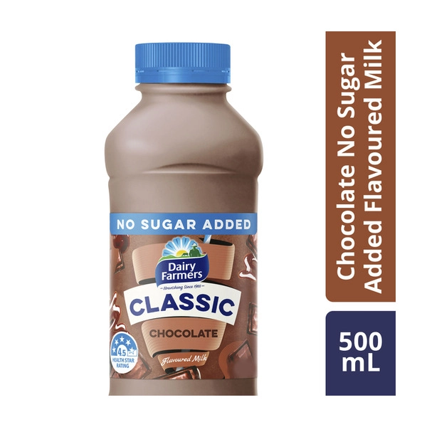 Dairy Farmers No Added DAIRY FARMERS NO ADDED SUGAR CHOCOLATE FLAVOURED MILK 500ML 