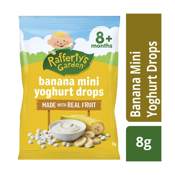 Rafferty's Garden Banana Mini Yoghurt Drops Baby Food Snack 8+ Months 8g