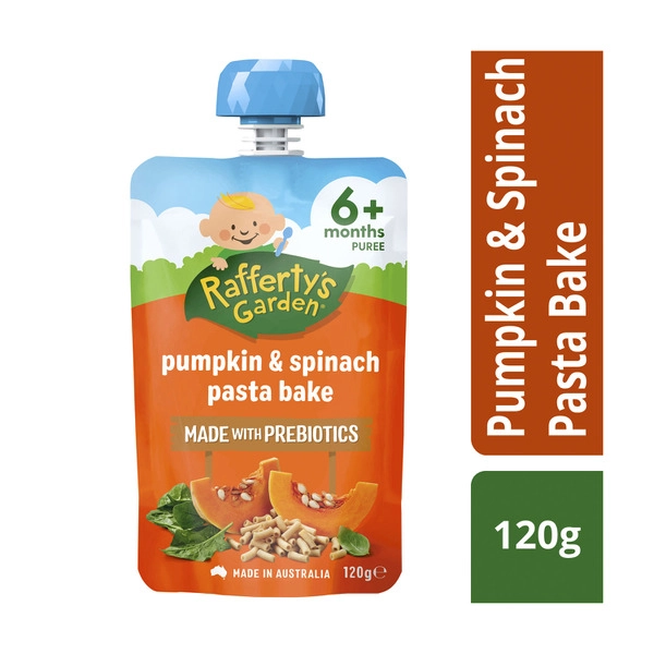 Rafferty's Garden Pumpkin & Spinach Pasta Bake Baby Food Prebiotics Pouch 6+ Months 120g