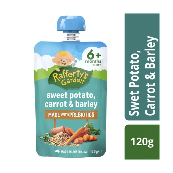 Rafferty's Garden Sweet Potato Carrot & Barley Baby Food Prebiotics Pouch 6+ Months 120g