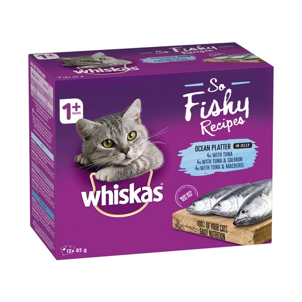 Whiskas 1+ Years So Fishy Recipe Ocean Platter In Jelly Cat Food 85g 12 pack