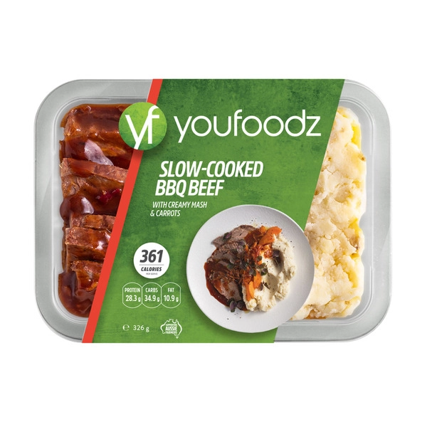 Youfoodz Slow Cooked BBQ Beef And Mash Meal 326g