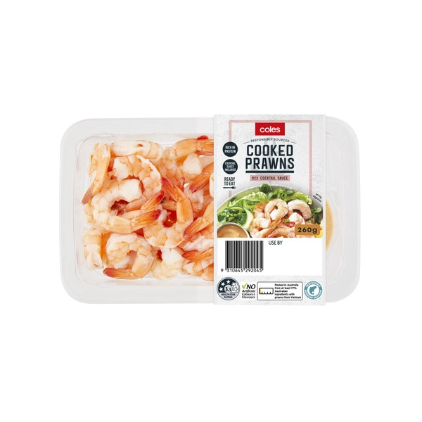 Coles Cooked Prawns With Cocktail Sauce 260g