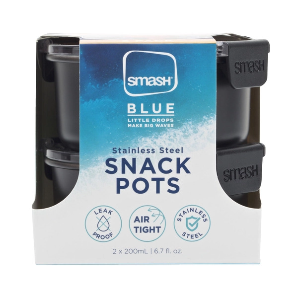 Smash Blue Stainless Steel Snack Pots 200mL 2 pack