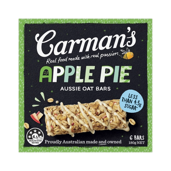 Carman's Aussie Oat Muesli Bars Apple Pie 6 Pack 180g