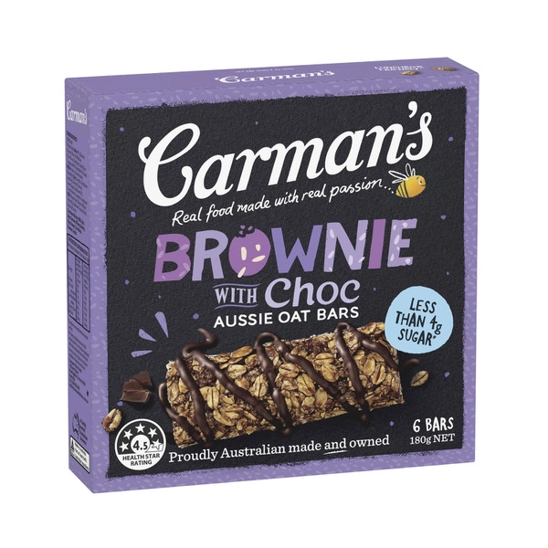 Carman's Aussie Oat Muesli Bars Brownie with Choc 6 Pack 180g