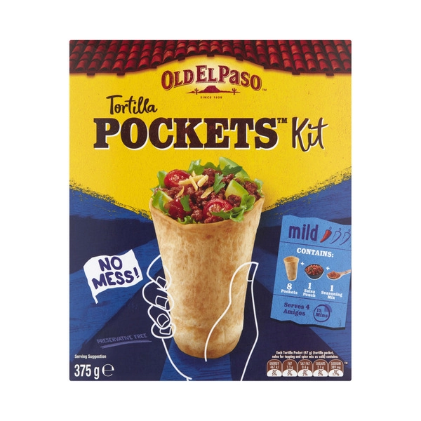 Old El Paso Tortilla Pockets Kit Original Mexican Style 375g