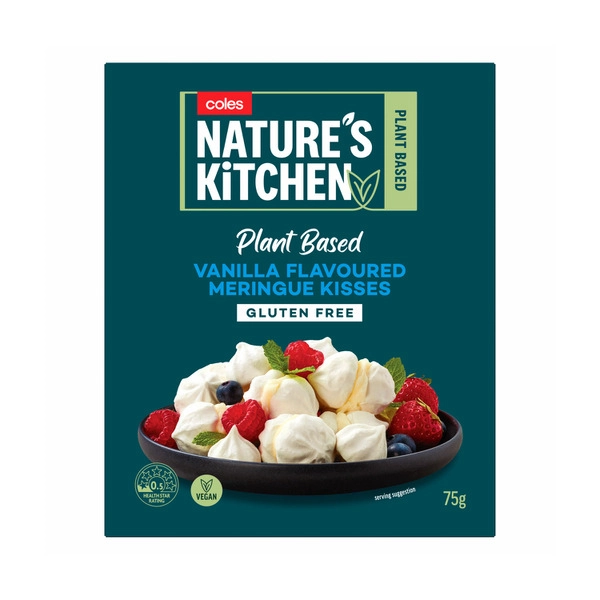 Coles Natures Kitchen Plant Based Eats Vanilla Flavoured Meringue Kisses 75g