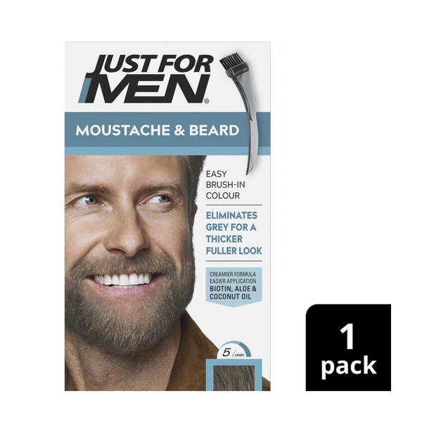 Just For Men Moustache & Beard Brush In Colour Gel Medium Brown 1 pack