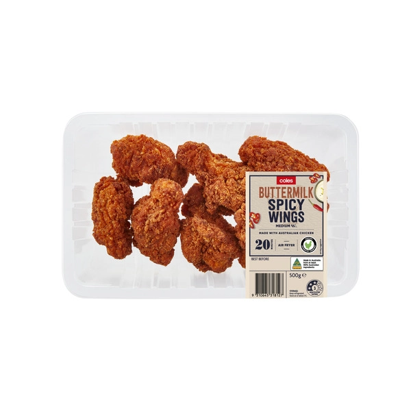 Coles RSPCA Approved Chicken Spicy Buttermilk Wings 500g