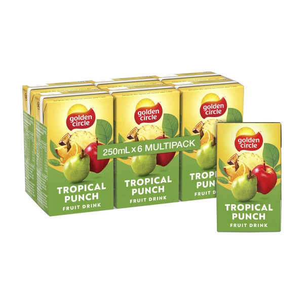 Golden Circle Tropical Punch Fruit Drink Lunch Box Multipack Poppers 6x250mL 6 pack