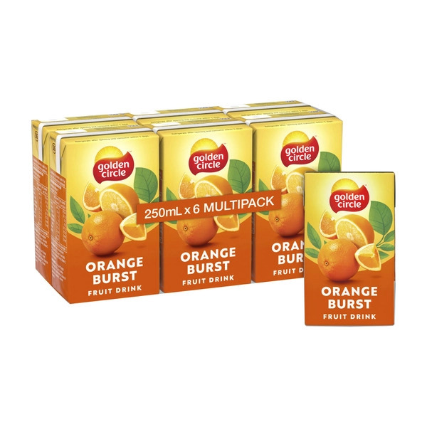 Golden Circle Orange Fruit Drink LunchBox Multipack Poppers 6x250mL 6 pack