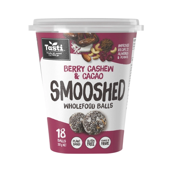 Tasti Smooshed Wholefood Balls Berry Cashew & Cacao 207g